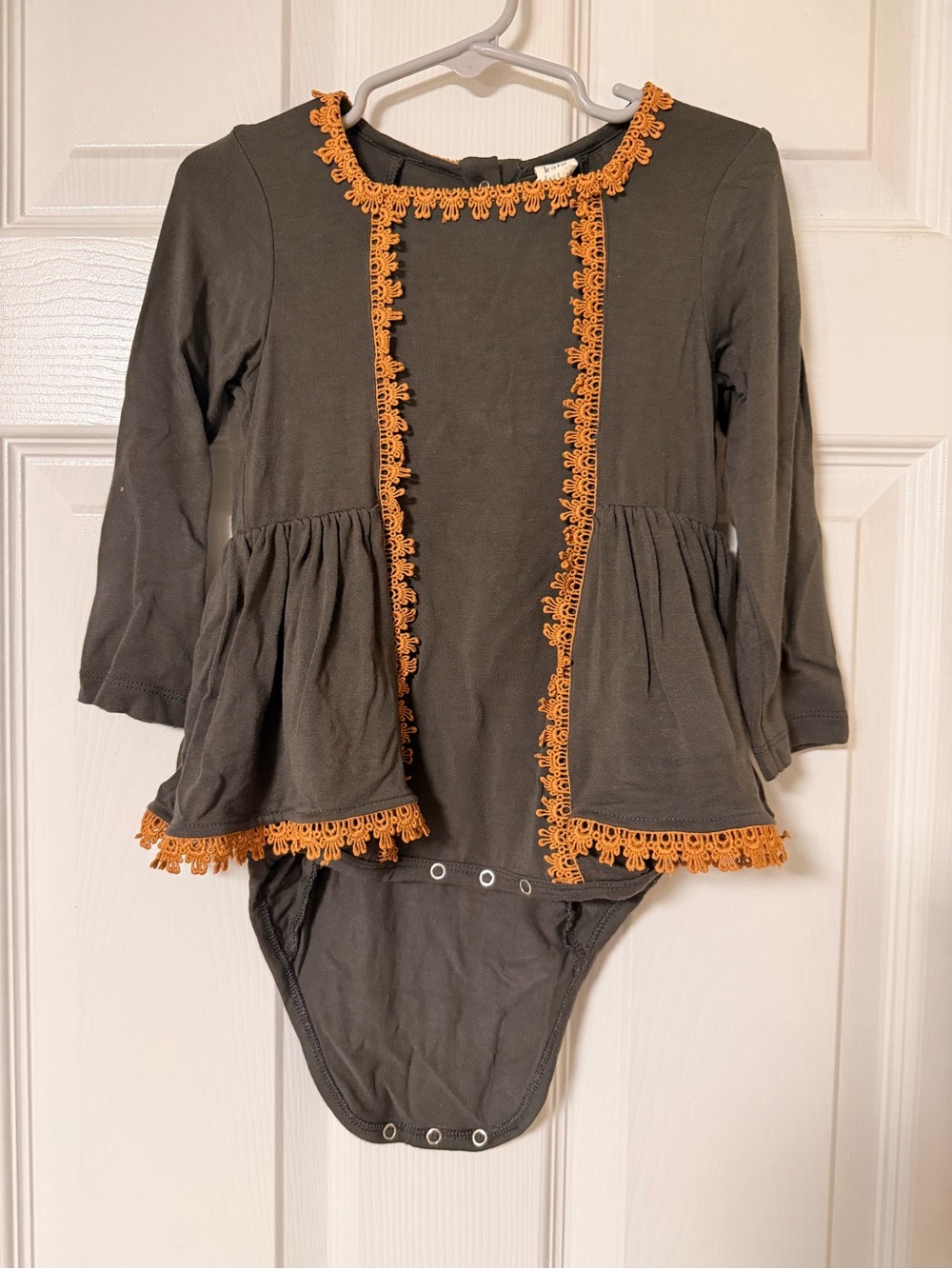 Kate Quinn Peplum Bamboo Bodysuit with Rust Trim